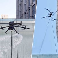 China está jubilando en silencio y con drones uno de los trabajos más peligrosos: los limpiacristales de rascacielos 
