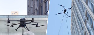 China está jubilando en silencio y con drones uno de los trabajos más peligrosos: los limpiacristales de rascacielos 