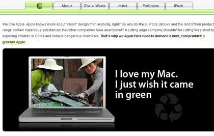 Greenpeace imita el sitio web de Apple