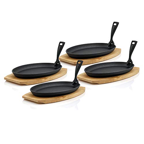 BBQ-TORO Sartén de Hierro Fundido con Base de Madera