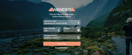 Wander, una web que te recomienda vuelos y hoteles según tu presupuesto
