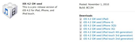 Apple envía a los desarrolladores la Golden Master de iOS 4.2, Xcode 3.2.5 y Mac OS X 10.6.5