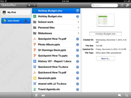 Google lanza una versión gratuita de QuickOffice para el iPad, aunque restringida para usuarios de Google Apps