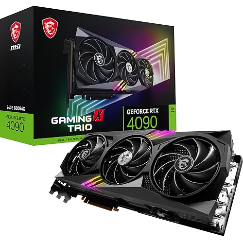 MSI GeForce RTX 4090 GAMING X TRIO 24G Tarjeta Gráfica - RTX 4090 GPU, 24GB GDDR6X (21Gbps/384-bit), PCIe 4.0 -TRI FROZR 3 (3 x TORX Fan 5.0), RGB-HDMI 2.1a, DisplayPort 1.4a