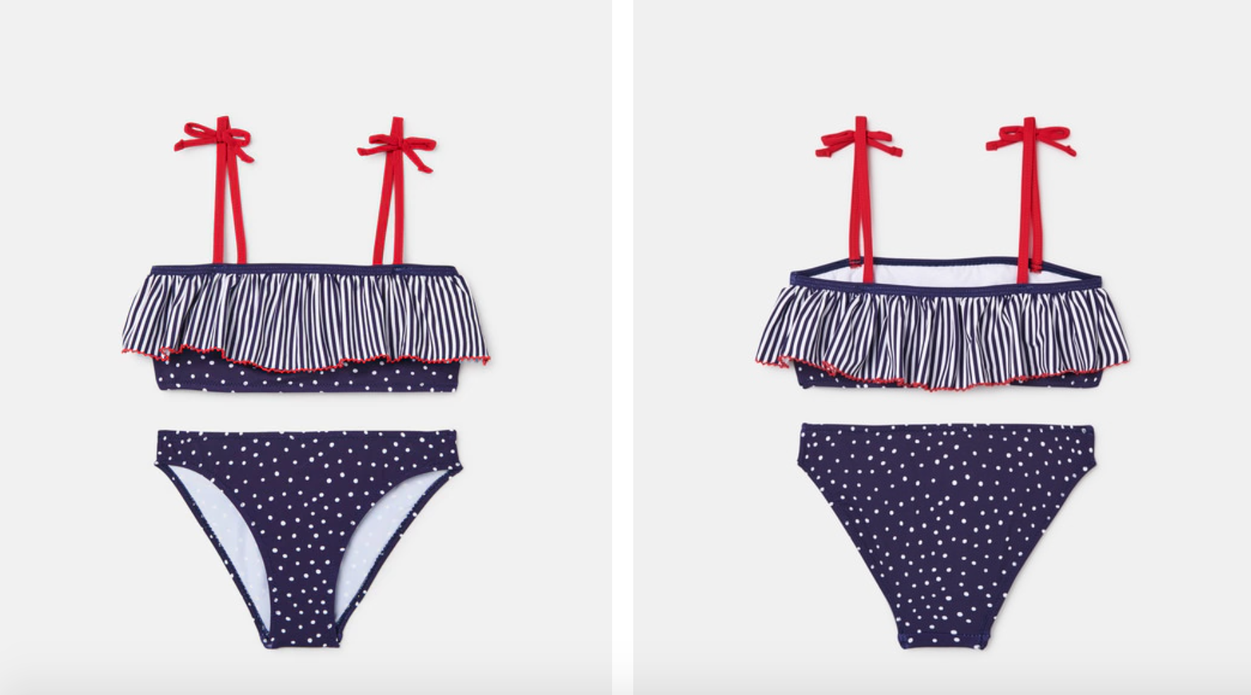 Bikini de niña de rayas y lunares