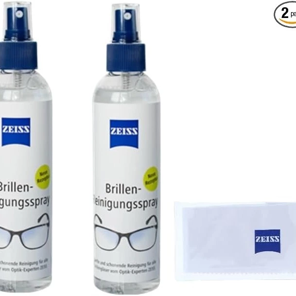 ZEISS - Spray limpiador para gafas (2 x 240 ml, incluye paño de microfibra ZEISS, 20 x 20 cm)
