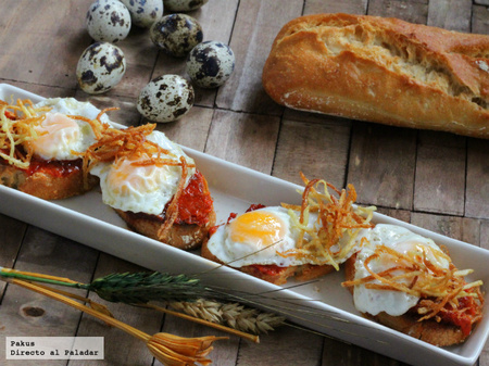 Pinchos de huevo de codorniz con sobrasada. Receta