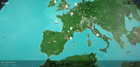 El mapa interactivo con la actividad de Airbnb alrededor del mundo. La imagen de la semana.