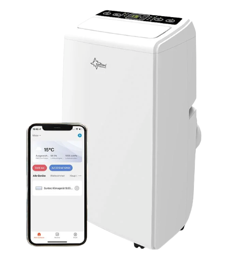 Aire acondicionado portátil - Advance 9.0 Eco R290 APP SUNTEC, 2640 WkW, 3] ] velocidades, Blanco
