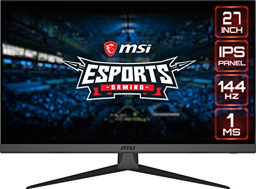 MSI Optix G272 Esports Gaming IPS Monitor - 27 Inch, 16:9 Full HD (1920 x 1080), IPS, 144Hz, 1ms, Adaptive Sync, DisplayPort, HDMI, Wide Color Gamut, Night Vision, Anti-Flicker,Less Blue light, Black