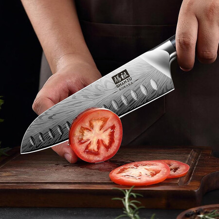 Shan Zu Cuchillo Santoku De Acero En Polvo