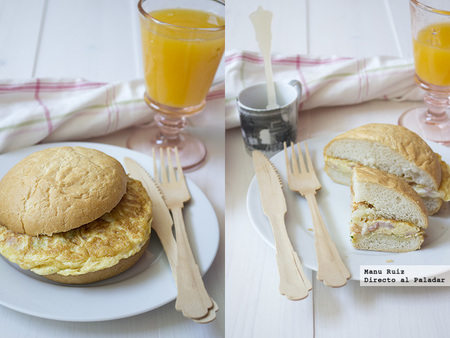 Tortilla de tomate, queso y jamón. Receta