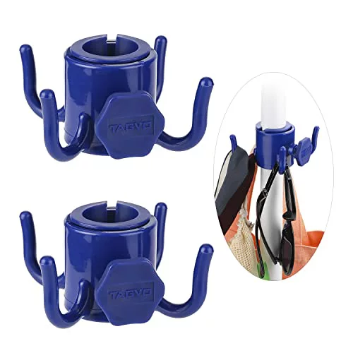 TAGVO Gancho para Colgar de sombrilla de Playa, 2pcs 4-Pines Gancho de Paraguas de plástico Colgar Toallas/Sombreros/Ropa/cámara/Gafas de Sol/Bolsas - Durable