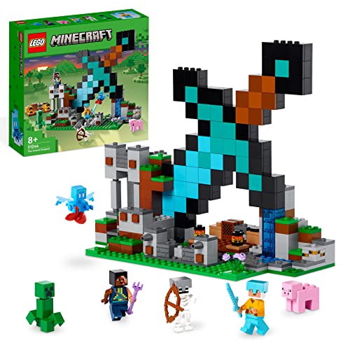LEGO 21244 Minecraft La Fortificación-Espada, Juguete de Construcción, Mini Figuras Creeper, Soldado, Guerrero y Esqueleto, Regalo Niños y Niñas