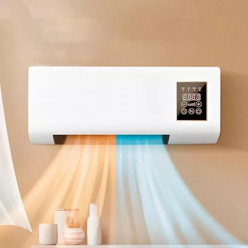 Aire acondicionado portátil sin conductos y ventilador de pared sin aspas, unidad de aire acondicionado portátil 3 en 1 (sistema de refrigeración/ventilación/split) con control remoto, diseño ultras