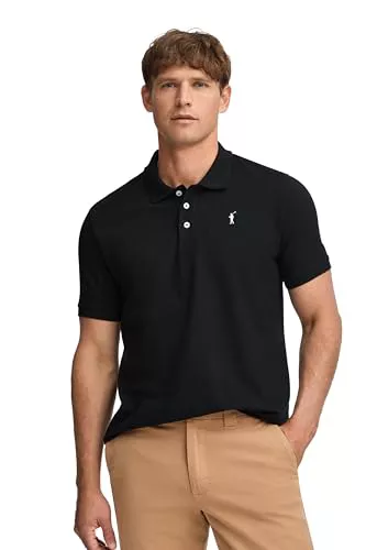 Polo Club Polo Manga Corta Negro 100% Algodón para Hombre