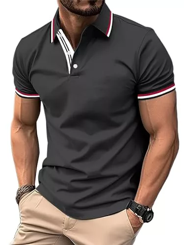 SwissWell Polo Hombre Manga Corta Polo de Golf Polo Shirt de Secado Rápido Verano Transpirable Camisetas de Tenis