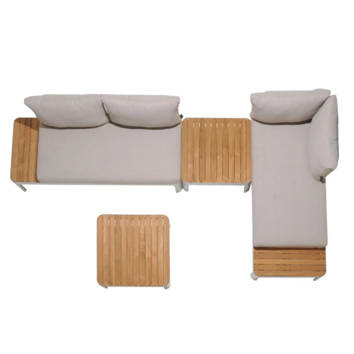 Set de jardín Portals de madera de teca de 4 plazas beige
