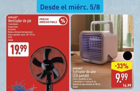 Enfriador De Aire Led Portatil Ambiano Folleto Aldi