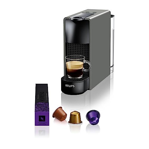 Nespresso Krups Essenza Mini XN110B - Cafetera monodosis de cápsulas Nespresso, compacta, 19 bares, apagado automático, color gris
