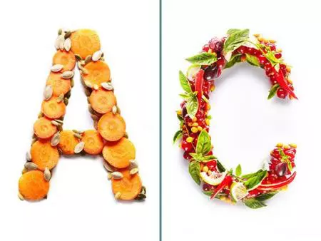 Interesantes letras hechas con los alimentos que contienen esa vitamina o mineral
