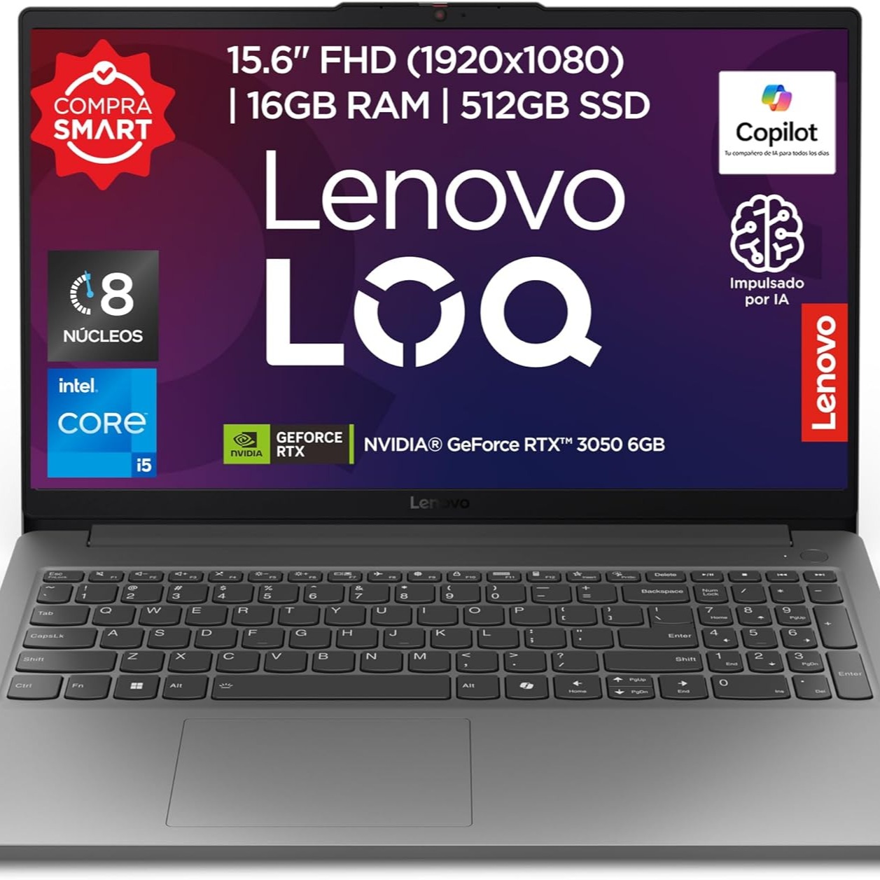 Lenovo Laptop LOQ | NVIDIA GeForce RTX 3050 6 GB | 15.6" FHD | Intel Core i5 | 16GB RAM 512GB SSD | Windows 11