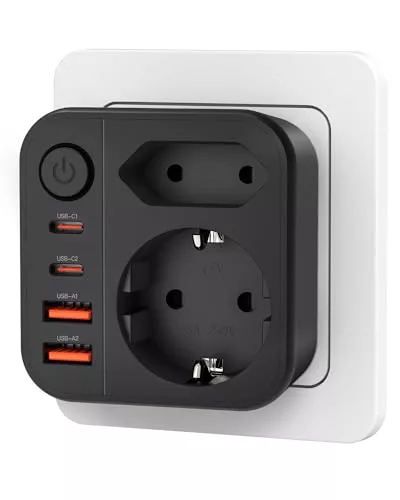 OUFUYU Cubo Enchufe USB 6 en 1, Ladron Enchufes Múltiple Pared, Negro