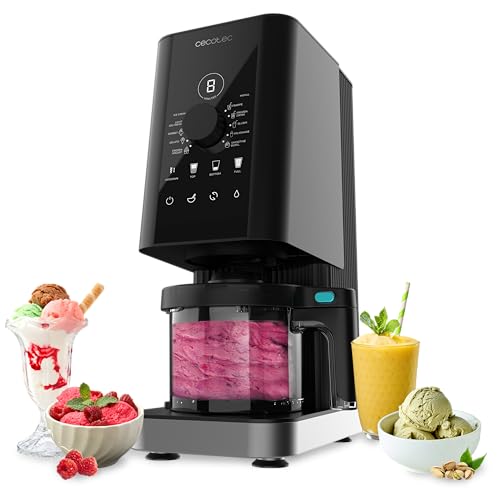 Cecotec Máquina de Helados - Heladera - 1,35L - Gelatec 1800. 700W, 10 Programas, Botones Táctiles y Mando Giratorio, Helados y Bebidas en 3 Pasos, 3 Tarrinas BPA Free, Cremosidad Perfecta