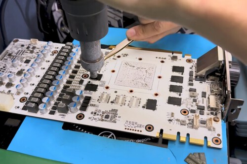 Proeza mecânica: Uma RTX 5070 Ti será restaurada e voltará a funcionar usando uma lendária GPU Pascal. | Fonte da imagem: Paulo Gomes via YouTube