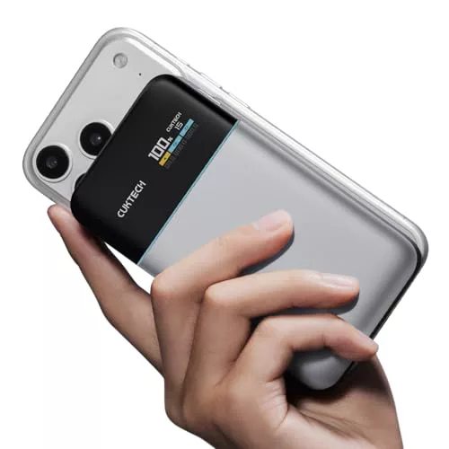 CUKTECH Power Bank 15000mAh 100W MAX Total, Batería Portátil con Pantalla TFT, Batería Externa Carga Rápida 3 Puertos para iPhone 17/16/15, Samsung, Xiaomi, MacBook Air, iPad, AirPods