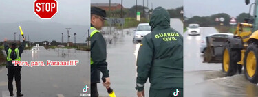 "¡Para, para, para!" La desesperación de un agente de la Guardia Civil por detener a un vehículo en plena riada