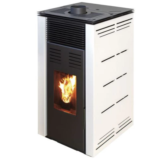 JOIMA - Estufa de Pellets sin electricidad modelo NATUR STYLE 8 kW. Funciona sin Conexion a la red Eléctrica. Color Blanco
