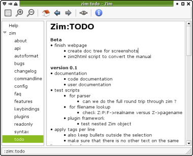 Zim, otro Wiki de escritorio