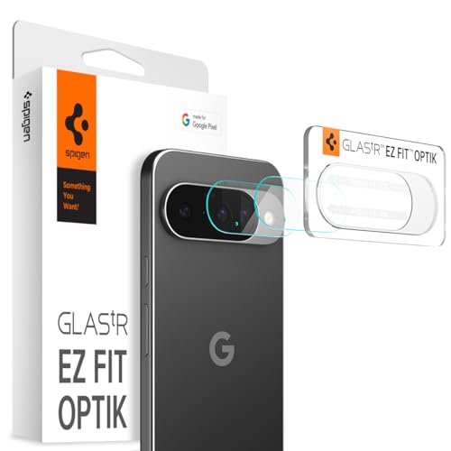Spigen Glas.tR EZ Fit Optik Camera Protector for Google Pixel 10, 2 Units, Transparent, Crystal Clear, Full Coverage, Installation Kit, 9H Hardness, Anti-Scratch
