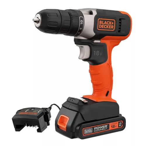 BLACK+DECKER Taladro atornillador sin cable 18 V, BCD001C1-QW