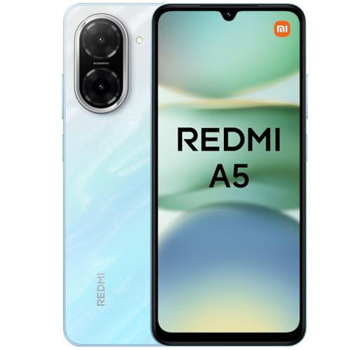 Xiaomi Redmi A5 - Smartphone de 4+128GB, Pantalla inmersiva de 6,88" 120 Hz, Potente procesador Octa Core, Cámara Dual AI de 32 MP, 5200 mAh, Cargador no Incluido, Azul (Versión ES)