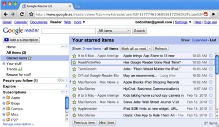Nuevas funciones en Google Reader: Recomendaciones, feeds similares y posibles actualizaciones en tiempo real