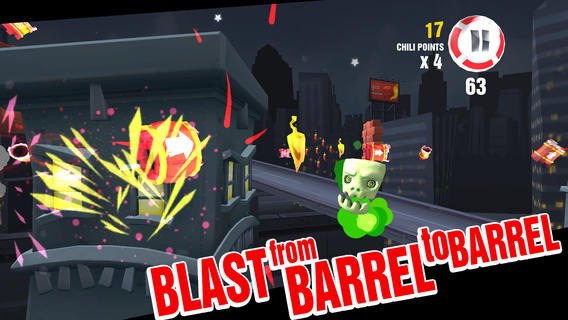 Es posible ir efectuando diferentes acrobacias a medida que somos propulsados de un barril a otro, ganando así puntos adicionales.