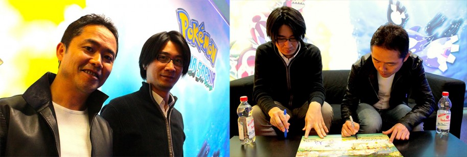 Durante la presentación tuvimos ocasión de charlar un rato con Yunichi Masuda (Director) y Shigeru Ohmori (Diseñador), que además de explicarnos algunas de las decisiones adoptadas no dudaron en firmarnos un póster. Los nipones con estas cosas son muy detallistas.