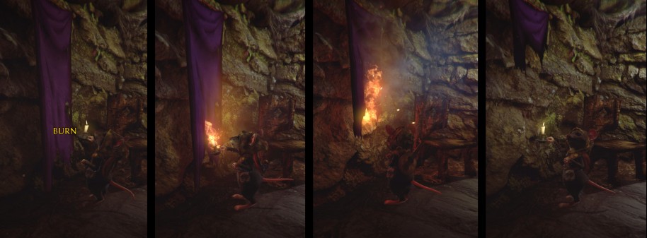 Aspectos como el de la interacción con los elementos a través de, por ejemplo, el fuego están bien implementados en la experiencia jugable. 