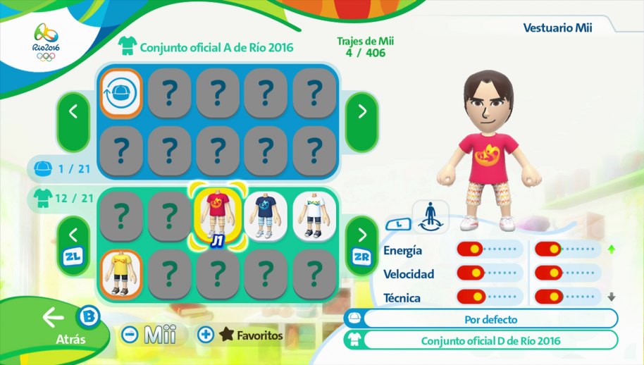 La progresión de nuestro atleta depende de los uniformes, indispensables para ganar competiciones conforme avanza la dificultad.