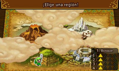 Tenemos un conjunto de regiones en el que hay de todo: praderas verdes, escenarios volcánicos, parajes helados, una fortaleza... La variedad, como buen Zelda, está estupendamente tratada.