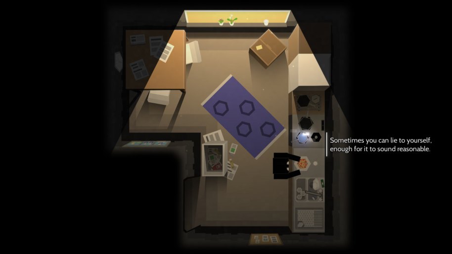 La perspectiva cenital de un vacío apartamento es todo lo que necesita Please Knock on My Door para crear una experiencia emocional y compleja.