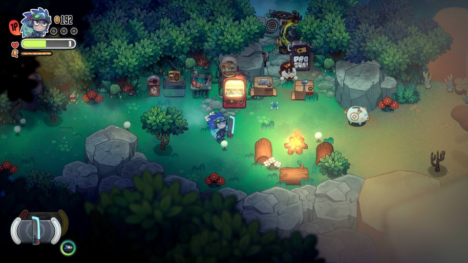 Entre una zona y otra, encontramos una intersección para actualizar nuestro equipamiento y comprar salud y munición.