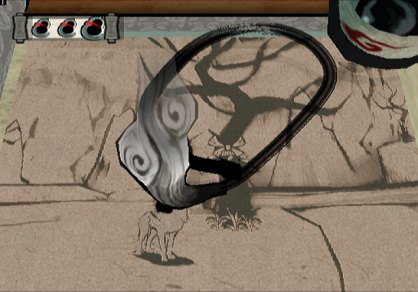 Una pieza fundamental de esta bella aventura es el tintero y la brocha celestial. Una herramienta indispensable para interactuar con el tiempo, el escenario o incluso los enemigos.