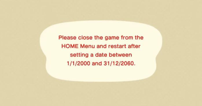 Mensaje de Nintendo cuando la fecha es superior a 2060 (vía Reddit)