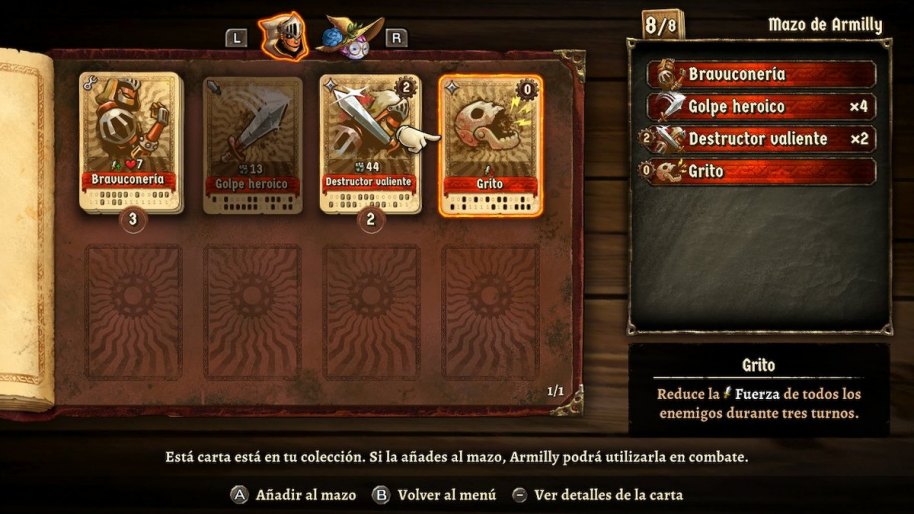 Hay montones de combinaciones posibles a la hora de construir tu mazo de cartas. Lástima que tengas que elegir solo ocho por personaje.