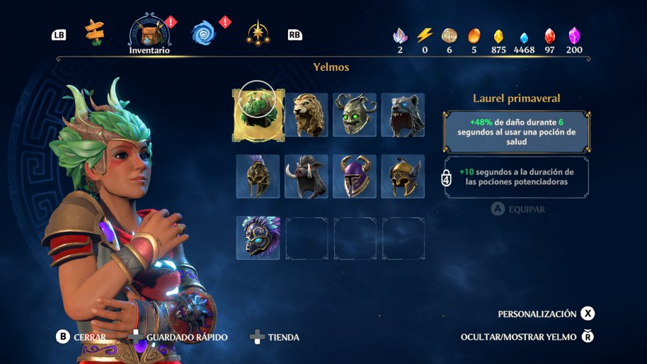 La personalización es total. Puedes elegir un arma o casco por sus mejoras pasivas, y luego usar el diseño de otro porque te gusta más su estética. 