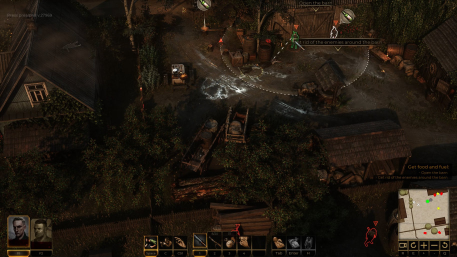 Todo los objetos del escenario con los que se puede interactuar quedan remarcados con el tabulador.