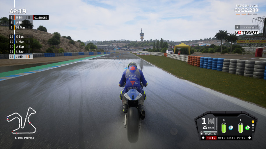La representación del efecto de la lluvia sobre el asfalto está realmente bien conseguida en MOTO GP 21